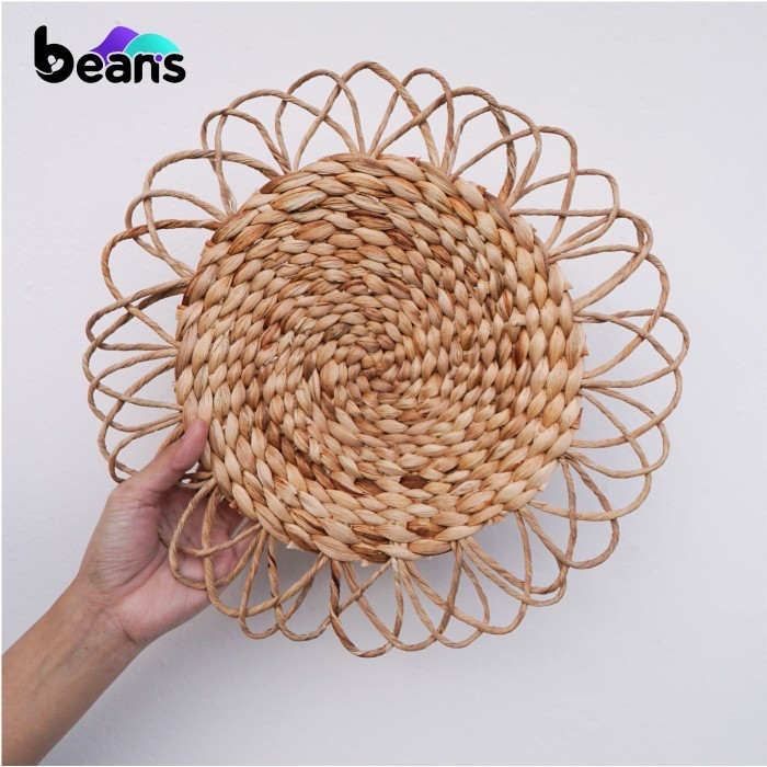 Beans Hiasan Dinding Anyaman Eceng Gondok - Walldecor - Dekorasi - Eceng Bunga