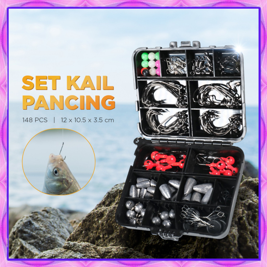 Kail Pancing Fishing Hook Tackle Box Set 148 PCS Kail Pancing Set Fishing Hook Tackle Box Set-COD