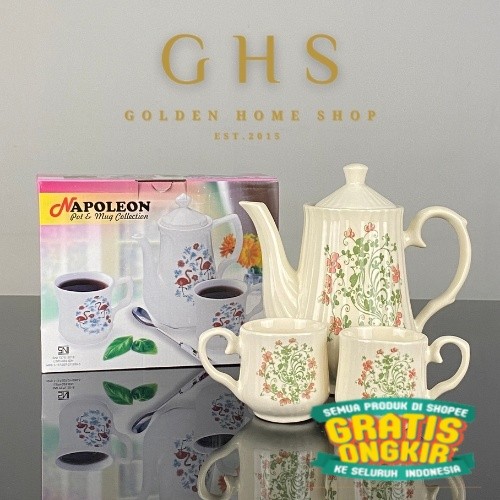 

3 Pcs Medium Tea Set Hampers | Hadiah Gift Wedding Birthday | Cangkir Mug Gelas Collection Set Keramik Napoleon/ New kado