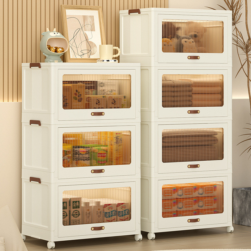 

Multifunction Folding Storage Box Closet Organizer With Wheels Stackable Sundries Large Capacity Snack Books Bin Drawer Cabinet
