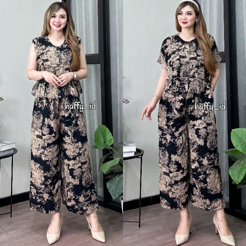 AR07J One Set ELMIRA Setelan Wanita Kutung Celana Kulot 7/8 Rayon Premium Jumbo