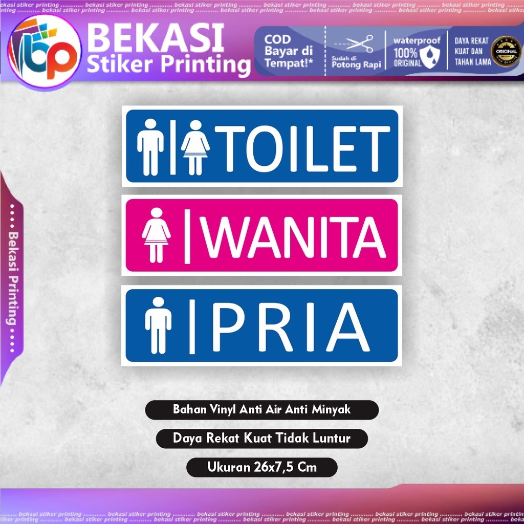 Sign Stiker Label Toilet  Stiker toilet pria  stiker toilet wanita  stiker kamar mandi  stiker kamar