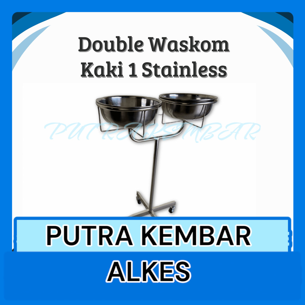 Baskom Kaki Besi & Stainless - Standing Waskom Double untuk Perawatan Pasien