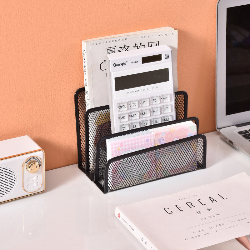 

Papers Trays Notebook Stand Rack Desk 3-layer Black Metal Iron Mesh Holder For Magazine Document File Book Rack Organizer Office