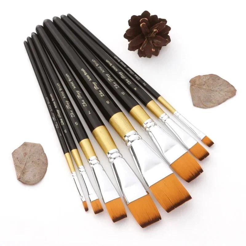 

8 Pcs Nylon Hair Wooden Handle Watercolor Paint Brush Pen Set DIY Oil Acrylic Painting Art Paint Brushes