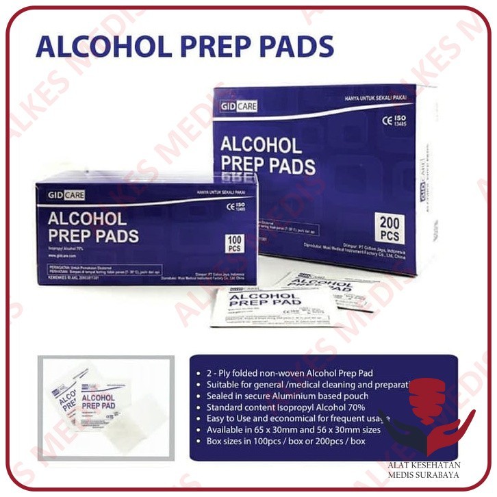 Alcohol Swab Isi 200 Kapas Pembersih Tisu Tissue Prep Alkohol Pads