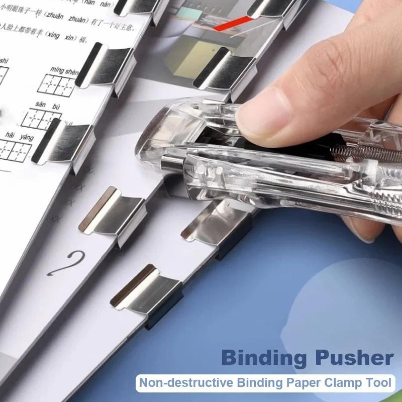 

Clip Stapler Reusable Push Clamp Book Binding Machine For Paper Documents File Stapler Office Accessories School Supplies