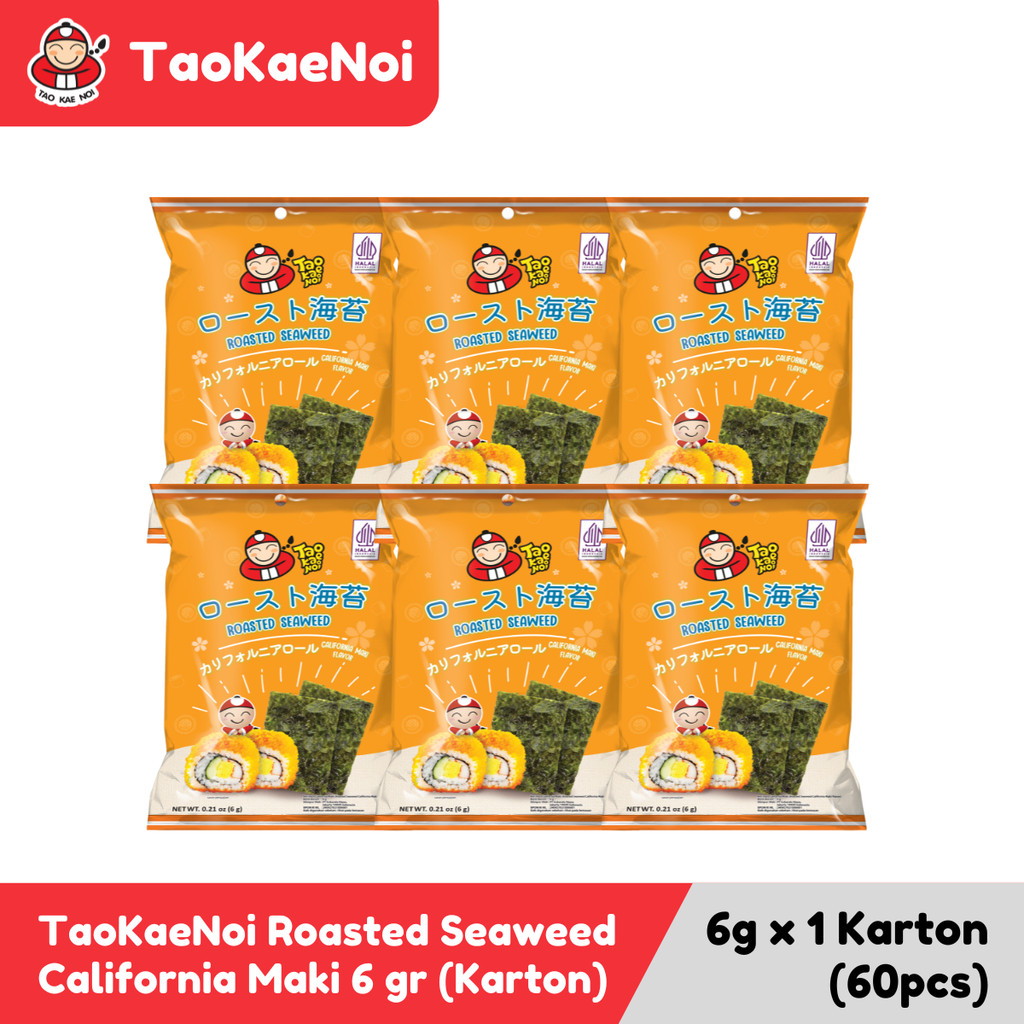 

TaoKaeNoi Rumput Laut Roasted Seaweed California Maki Flavour 6 gr (karton)