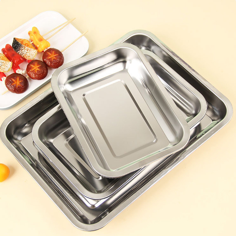 Baking trail /Nampan stainles Nampan Persegi Stainless Steel Piring BBQ Serbaguna