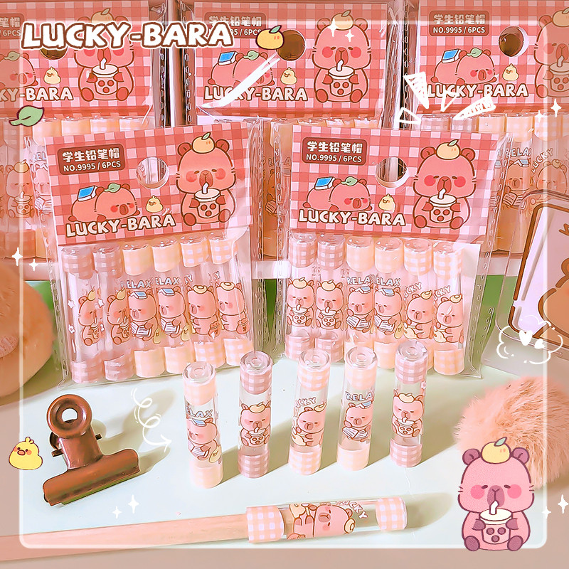 

kawaii stationery supplies Aesthetic Stationery school acsesories pencil toppers cute capybara Pencil cap pencil accessories