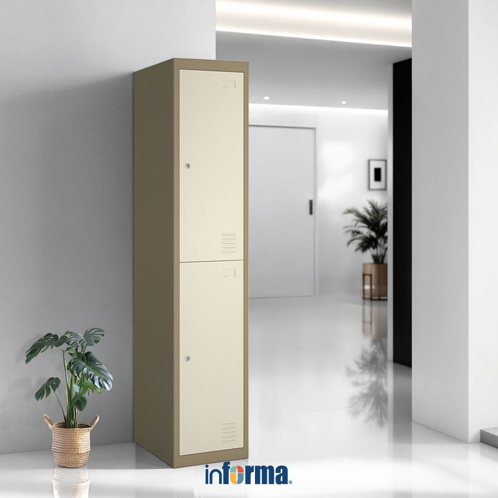 Informa Kiev Loker Besi 2 Pintu - Cokelat Locker Kabinet Penyimpanan Serbaguna Furniture Kantor Seko