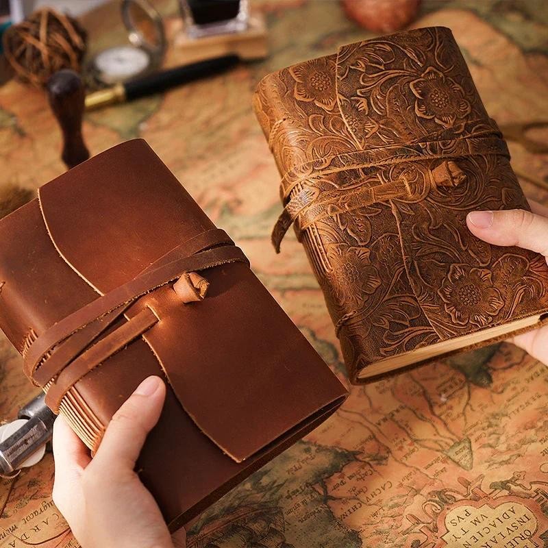 

Classic Retro Thickened Genuine Leather Notebook Diary Planner Kraft Paper Journal Diary Planner Creative Sketchbook Notepad New