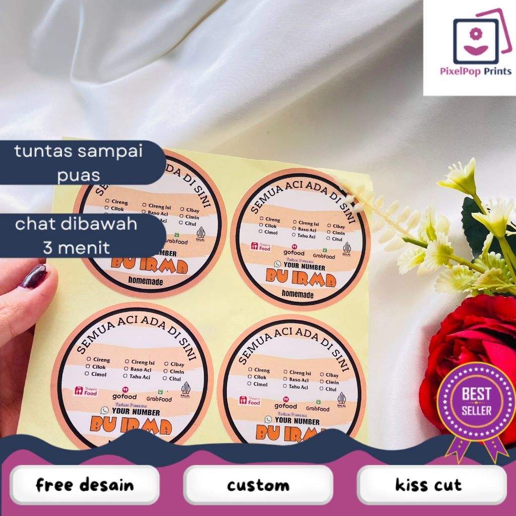 

Opikapip 2-4 Cetak Stiker Label Kemasan Cireng Cilok Cibay Sticker Bulat Free Desain Custom Brand