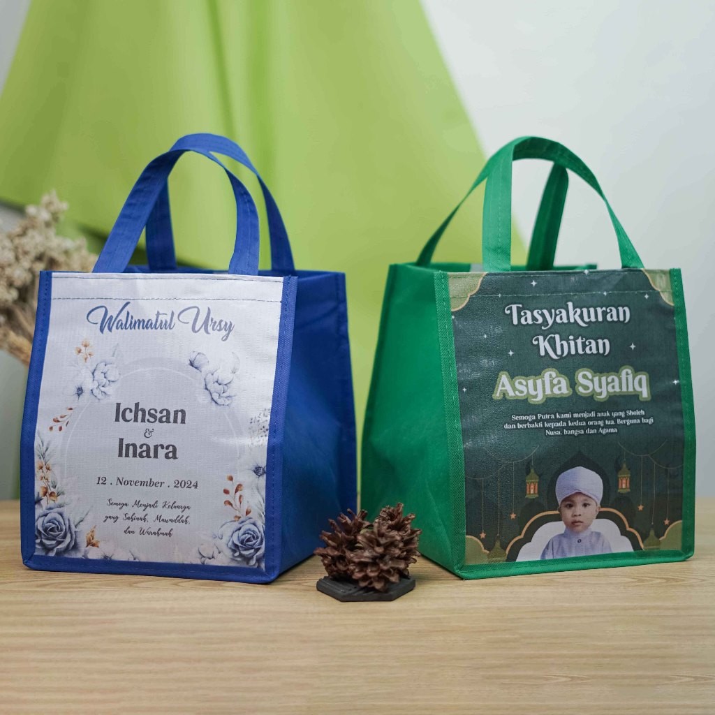 

Tas Kardus Nasi uk 20 Custom Request Gambar/ Souvenir Aqiqah / Tas Berkat Ukuran 20 / tas bingkisan
