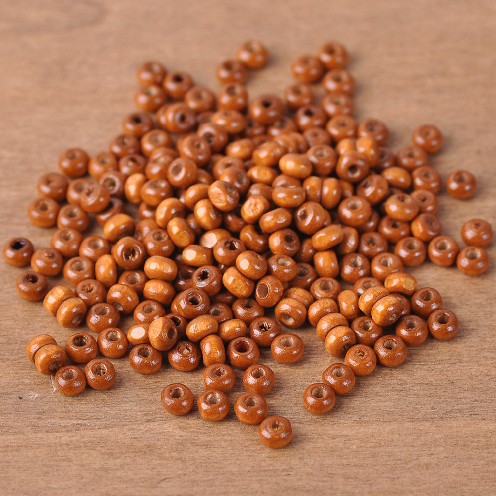 

500pcs Round Brown/Black/Red Natural Wood 4.5mm Small Loose Spacer Beads lot for DIY Crafts Jewelry Making