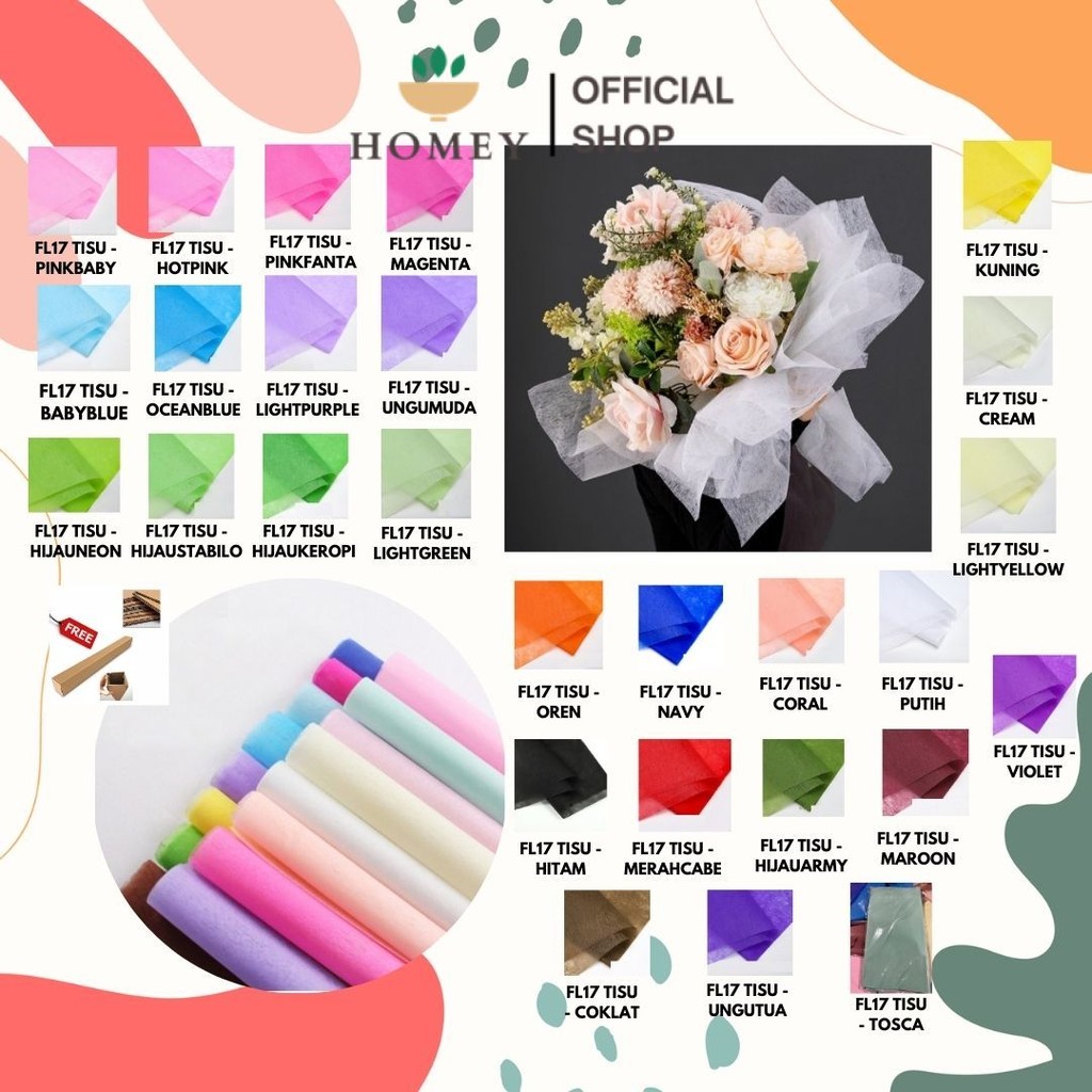 

HOMEY - (5 LEMBAR) - FL17 TISU Kertas Tissue Buket/ Kertas Tissue/ Flower Wrapping Paper