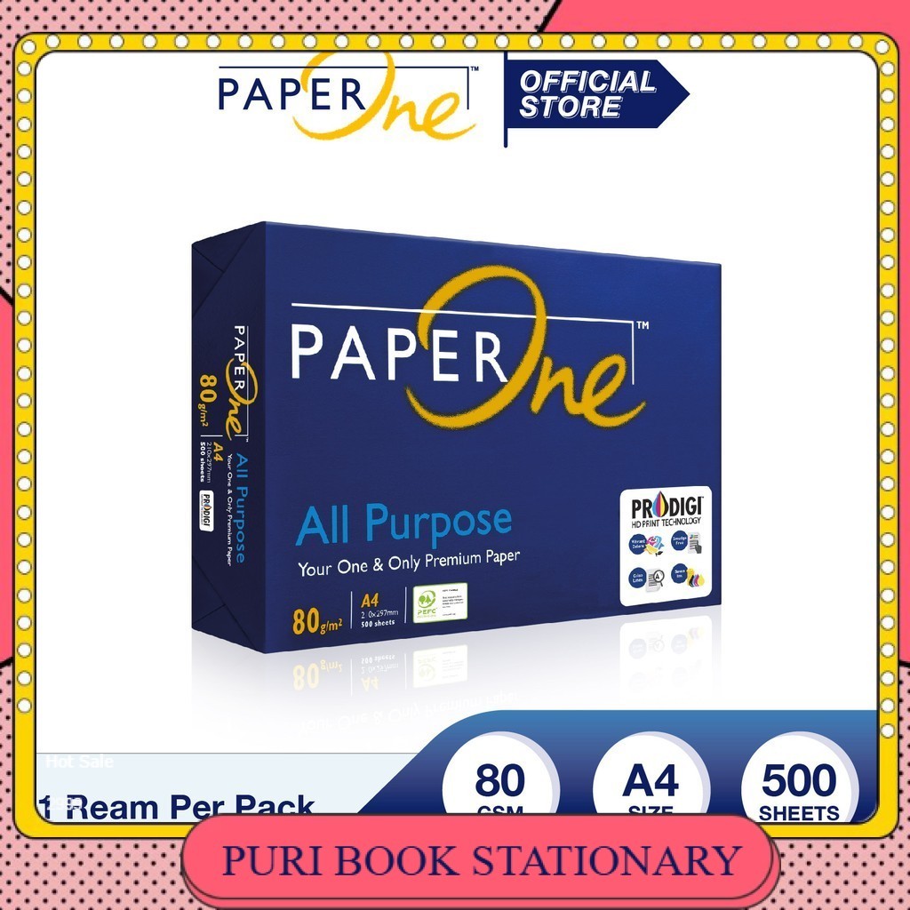 

Kertas A4 80gr PAPERONE Kertas A4 80gr All Purpose 1 Ream (500 lembar) [Kertas HVS, Kertas Fotocopy]/kertas hvs