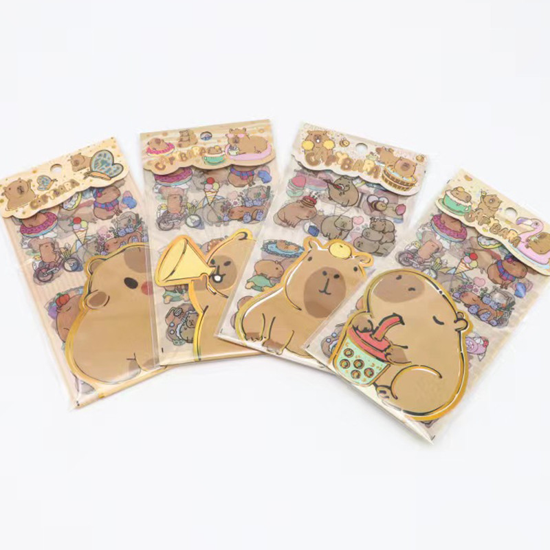 

4Set Cute Capybara PVC Sticker Animal Stickers Cartoon Sticker Stationery Wholesale birthday gift