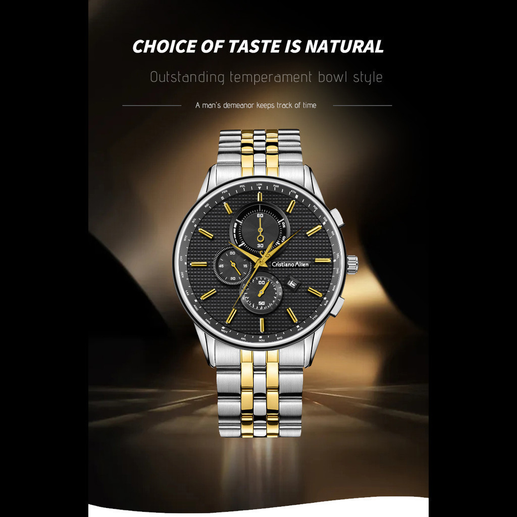 Ori Cristiano Aillen Jam Tangan Pria 0849 Rantai Stainless Steel Water Resistant 3 Atm