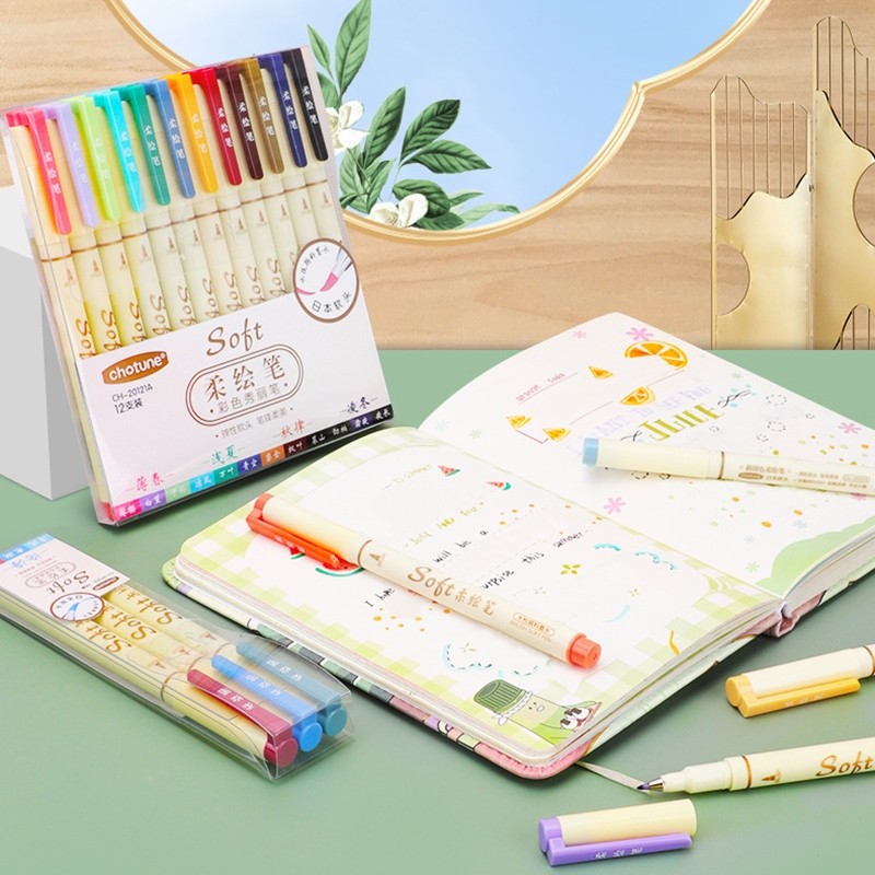 

Ay00! DotdingSet 3 Buah Pena Kuas Kaligrafi Kuas Estetika Vintage Warna Warni Pena Kuas Warna Pulpen