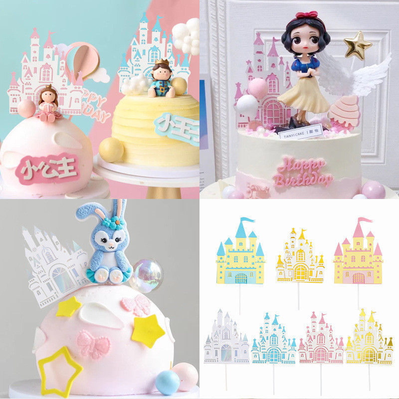 Cake Topper Castle Princess Istana Hiasan Dekorasi Kue Ultah Ulang Tahun Happy Birthday - OS0552