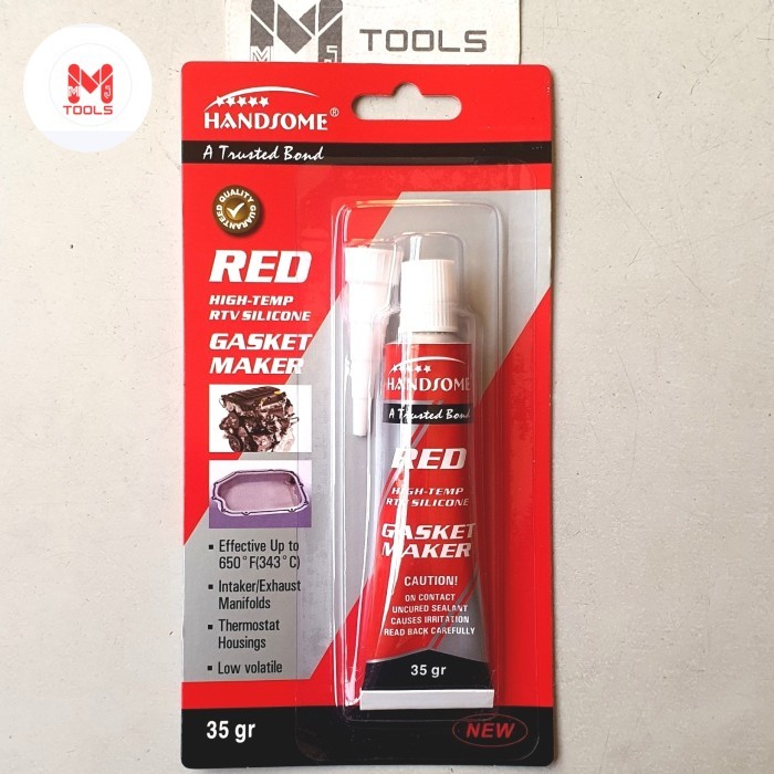 Lem Silikon Red HANDSOME 35 Gram - HANDSOME Lem Gasket Merah Kecil - High Temperature Red Gasket Sil