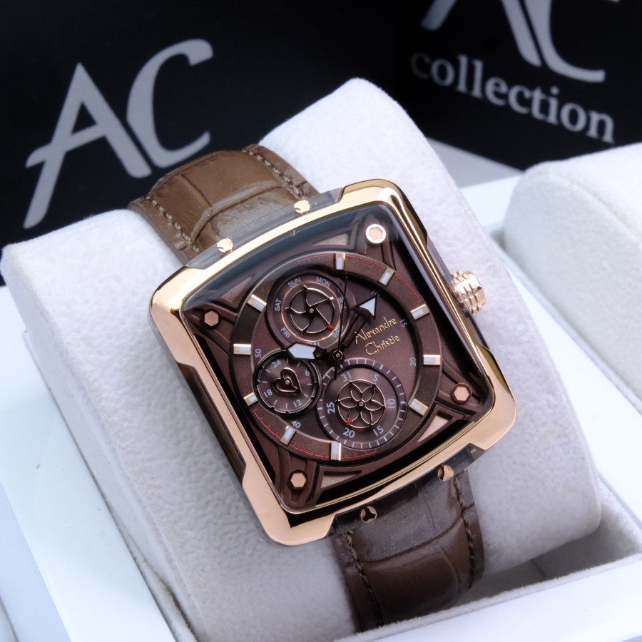 ORIGINAL Jam Tangan Wanita Alexandre Christie AC 3030 / AC3030 Garansi 1 Tahun - Tali Kulit
