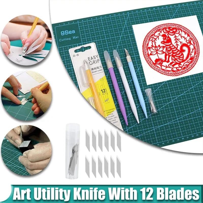 

Carving Utility Knife With 12 Blade Scrapbooking Diy Hand Account Paper Cutter Art Cutter Engraving Tools Stationery Supplies