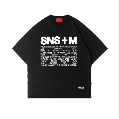 T-Shirt baju kaos skena cowok SNSM Tren Heavyweight Lengan Pendek Vintage