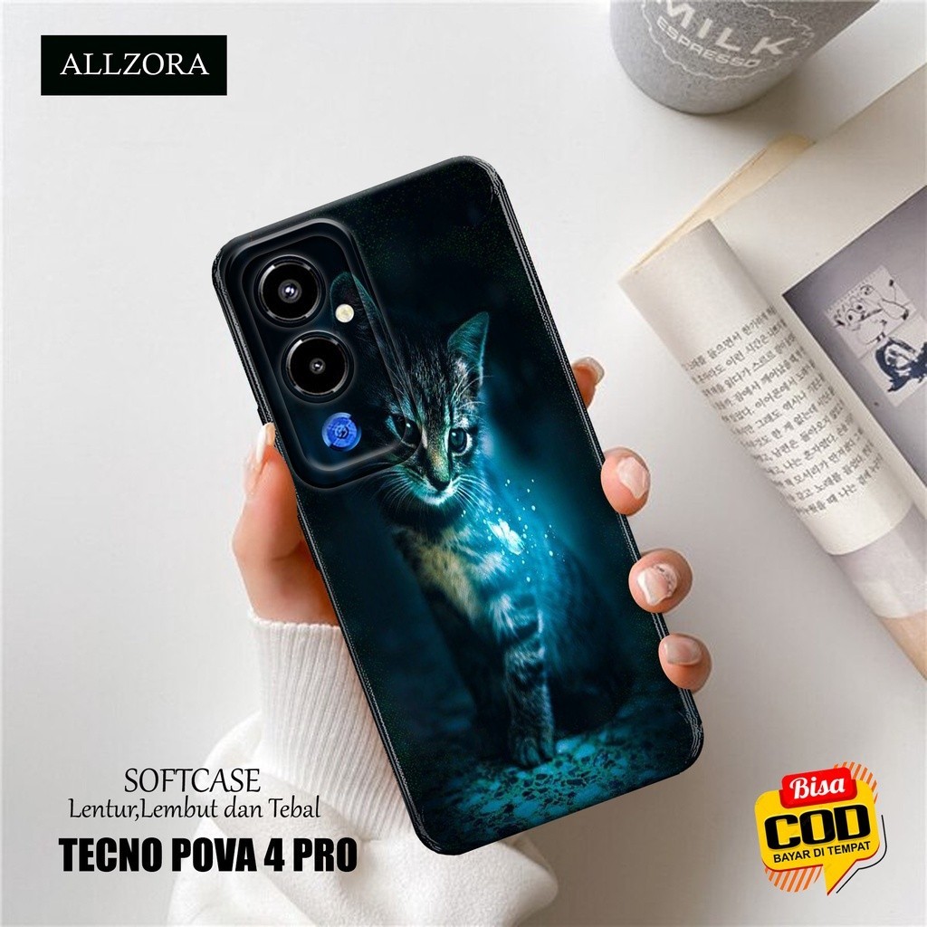 Softcase Hp Tecno Pova 4 Pro Terbaru - Casing Hp Tecno Pova 4 Pro Terbaru - Fashion Case KUCING - Ca