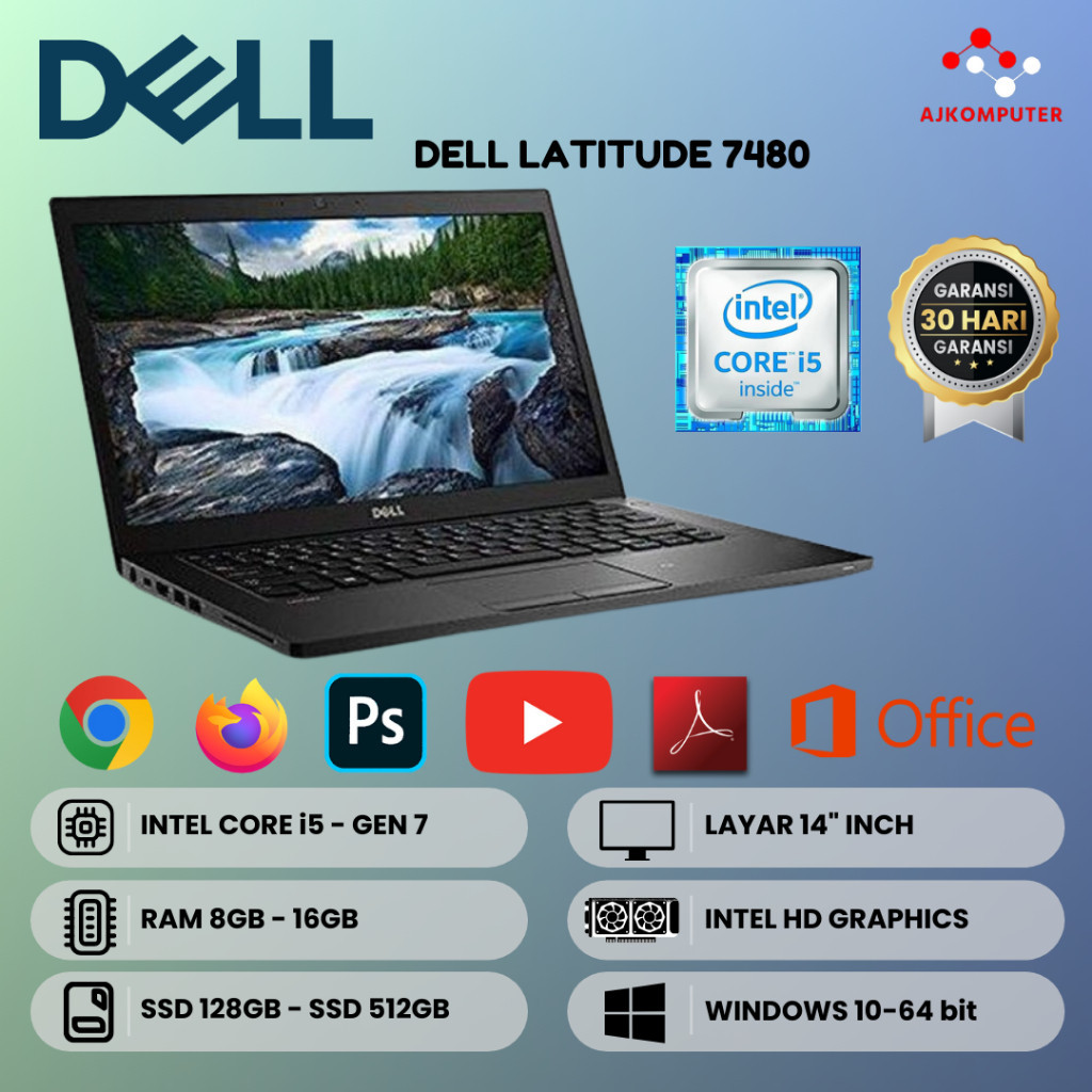 DELL LATITUDE 7480 CORE i5 / i7 GEN 7 MURAH BERGARANSI
