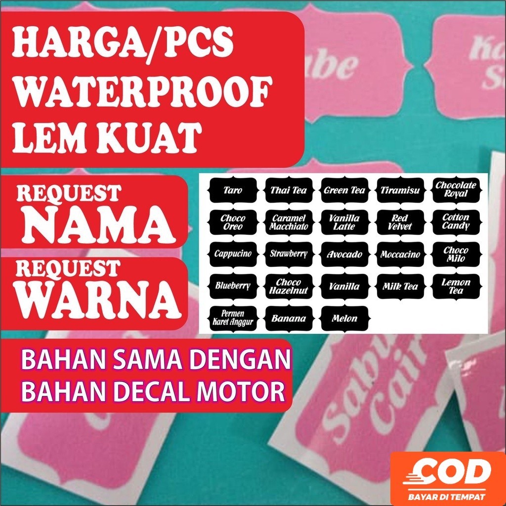 Stiker Label Nama Bumbu Dapur kitchen / sticker Lebel Toples wadah Prodak Minuman Makanan Buku / wat