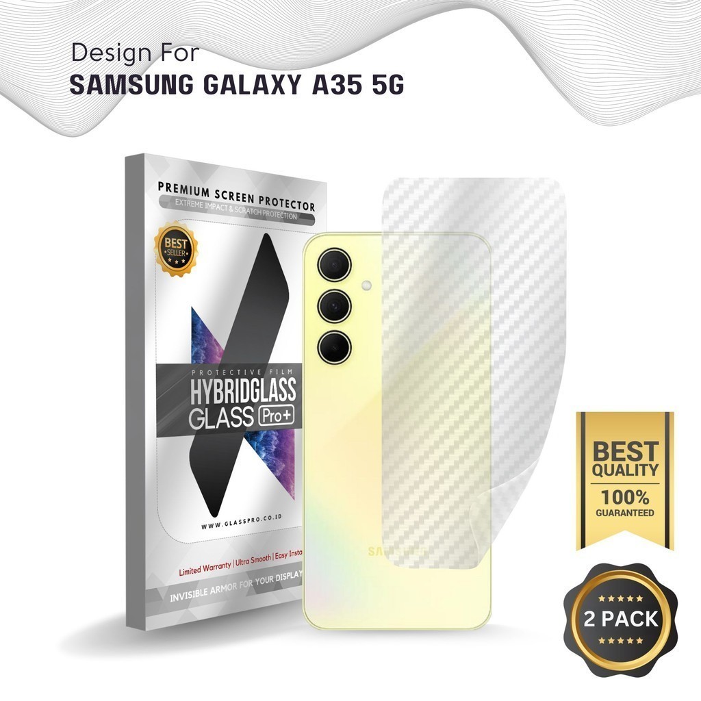 Fiber Guard Screen Protector Samsung Galaxy A35 5G Back, 3D Anti Gores Belakang Premium, Carbon Skin