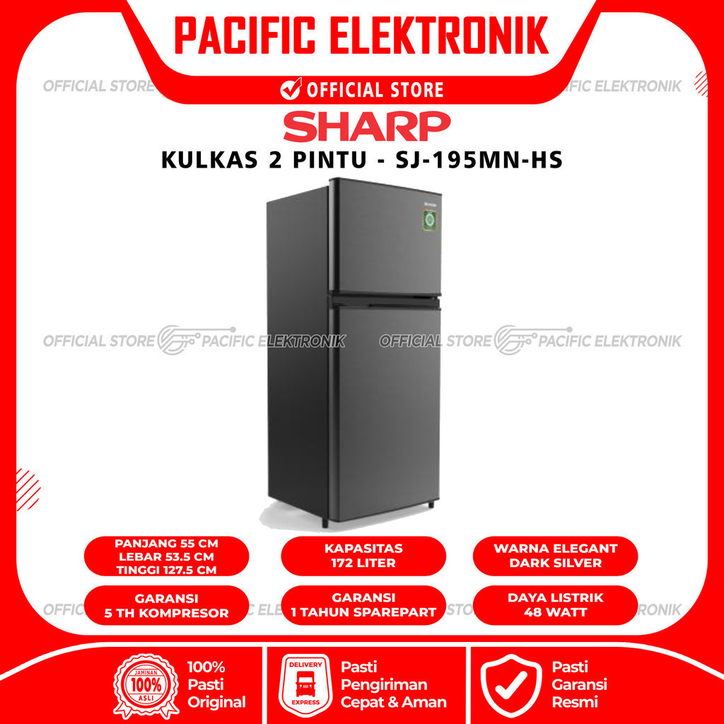 Kulkas Sharp 2 Pintu SJ-195MN-HS / 195MN HS