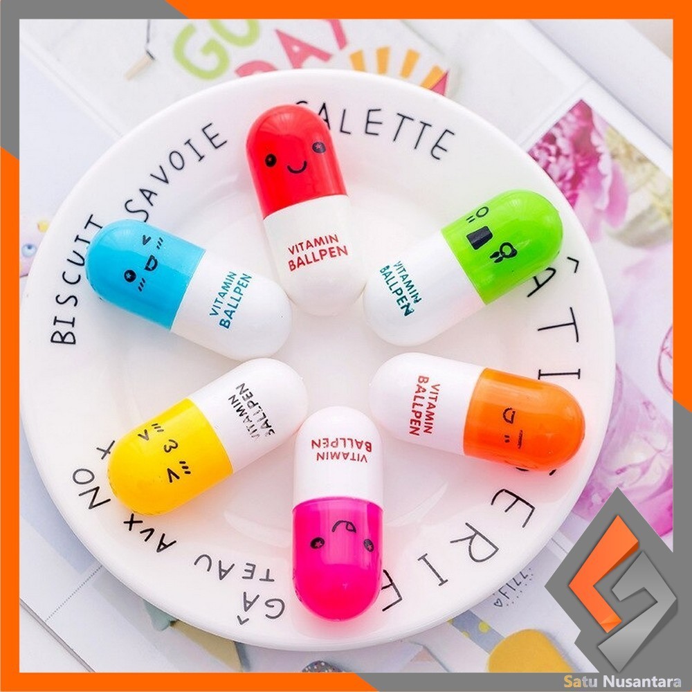 

KOREAN SN-A4 Pulpen Emoticon Vitamin / Pen Unik / Pena Kapsul / Pulpen Stationary Souvenir Pernikahan