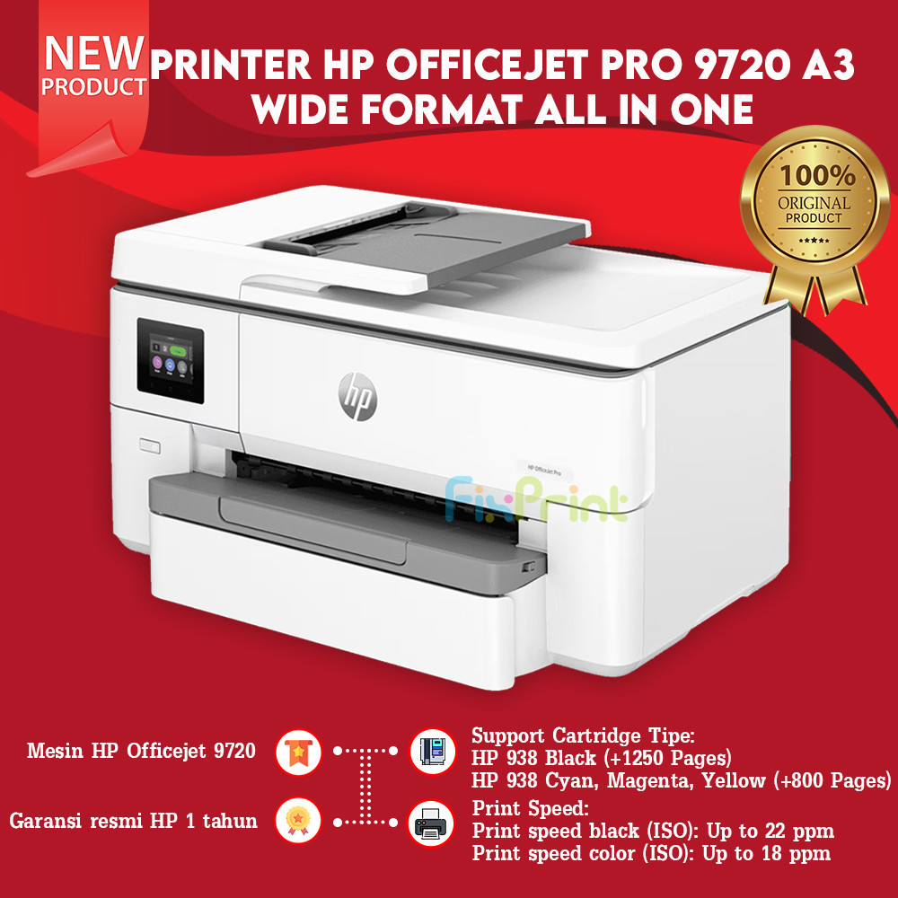 Printer HP Officejet 9720 A3 All in One Wireless, pengganti HP 7720