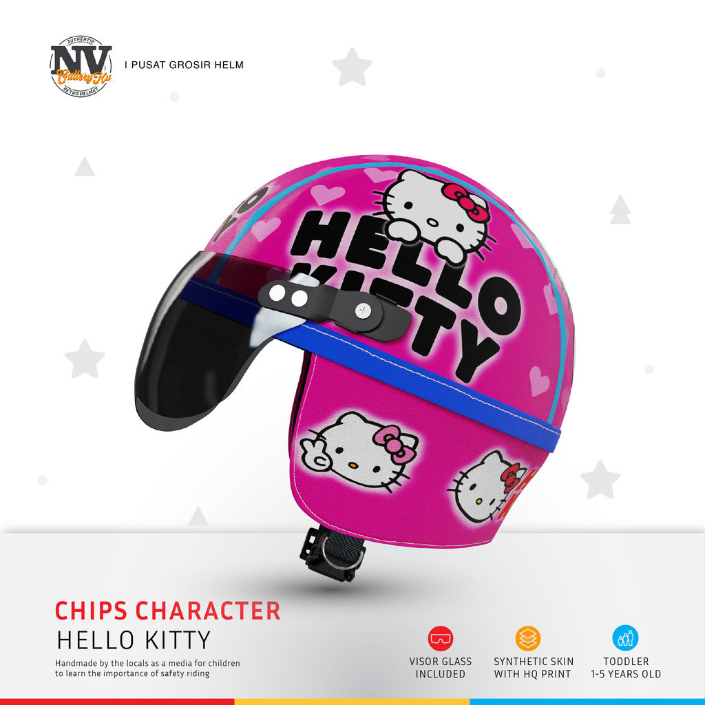 HELM CHIPS ANAK 1 2 3 4 5 TAHUN PREMIUM PRINTING KARAKTER SEPEDA EDUKASI LAKI LAKI PEREMPUAN LUCU HELLO KITTY PINK