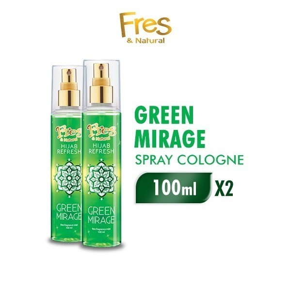 Fres & Natural Spray Cologne Hijab Refresh Green Mirage Botol 100 ml x2