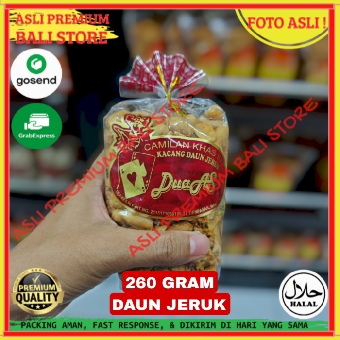 

OLEH OLEH MAKANAN CEMILAN CAMILAN SNACK KULINER KHAS ASLI ORI ORIGINAL BALI KACANG BUMBU DAUN JERUK 260 GRAM GR