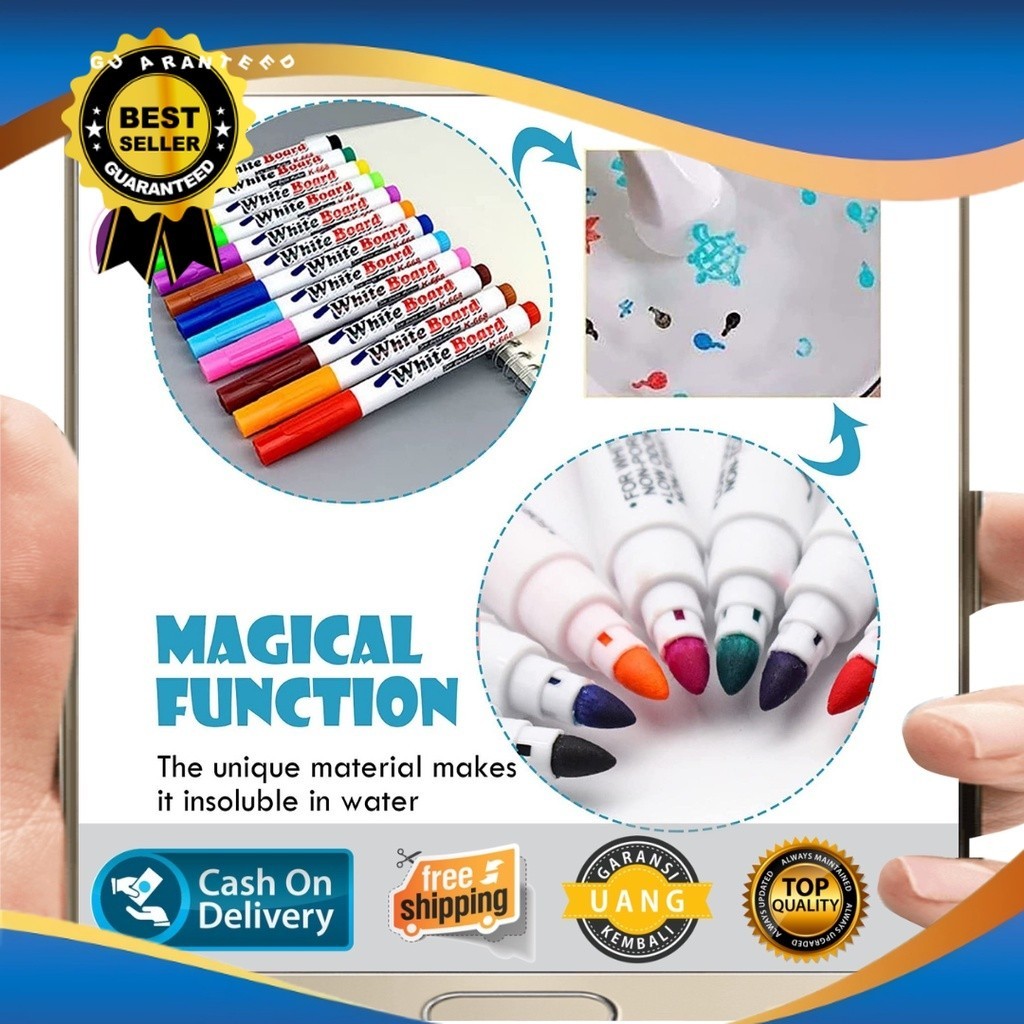 

Spidol Ajaib Air Warna Warni - Spidol Air Apung - Magic Marker White Board