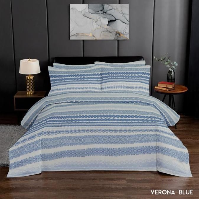 Celina King Rabbit 100% Cotton Silk Bed Cover 160x230cm Verona Blue