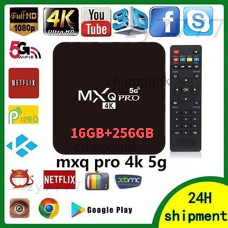 16GB+256GB Android TV Box Mxq Pro 4k 5g Android TV Box TV Tabung Stb Android TV Full Root Unlock