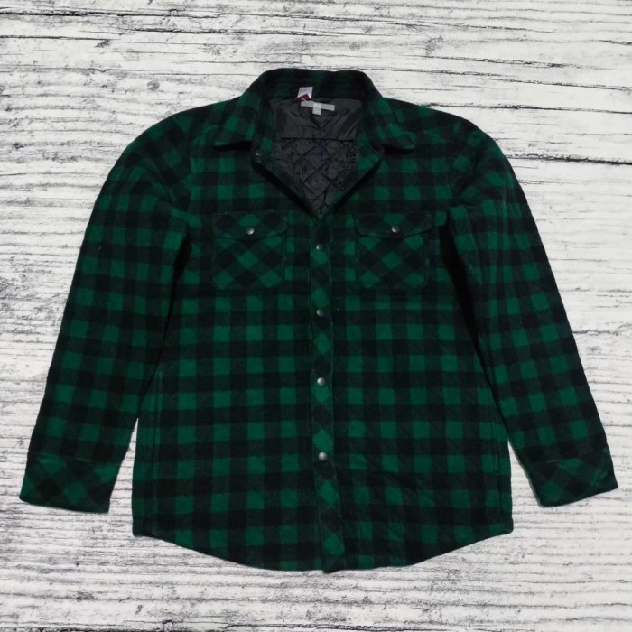 quilted jaket varsity UNIQLO flanel motif kotak kotak tebal size M