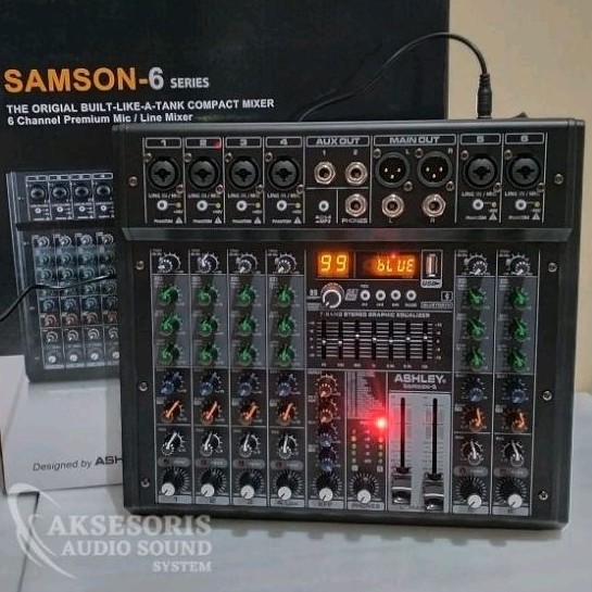 Promo Jh Rdm Terlaris Mixer ASHLEY Samson 6 Digital Multi Effect Reverb 24bit 99DSP Equalizer 7 Band  Original Produk
