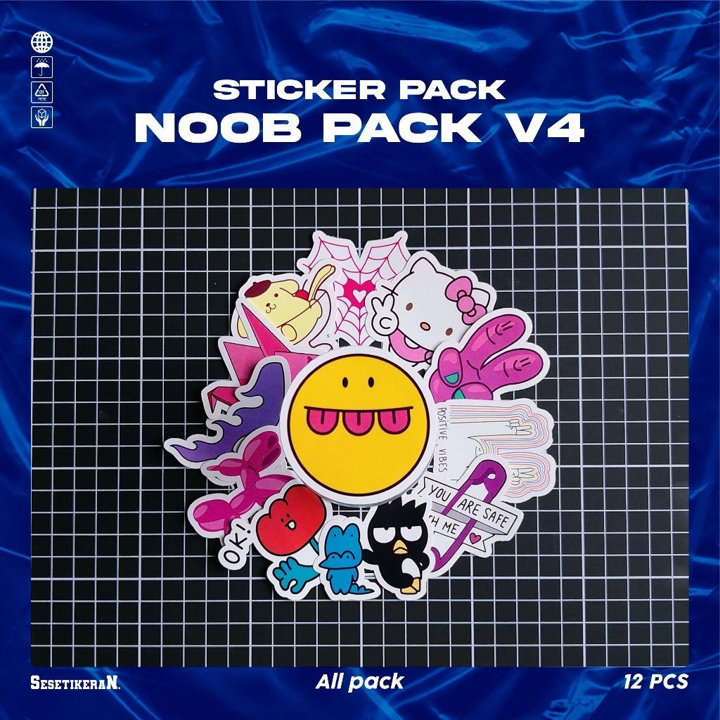 

COD✨ Sesetikeran Stiker Pack Noob Pack Stiker Random V4 Colorfull Keren Untuk Koper Laptop Skateboard