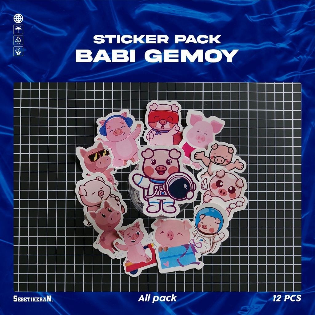 

COD✨ Sesetikeran Stiker Pack Babi Lucu Untuk Koper Laptop Skateboard