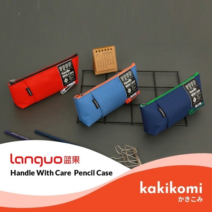 

Tempat Pensil Lucu Languo Handle With Care with Clip Pencil Case - Blue