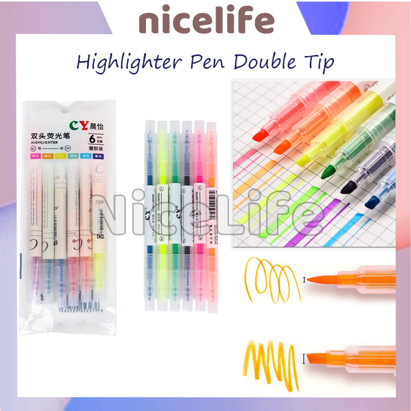 

Stabilo Warna Warni Untuk Jurnal / Stabilo 6 Warna / Highlighter Pen / Penanda Berwarna Pastel / Penanda Garis Kunci Spidol