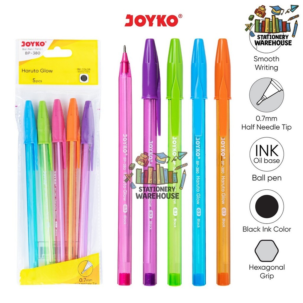 

Ball Pen Pulpen Pena Joyko BP-380 Haruto Glow 0.7 mm 1 Set 5 Pcs