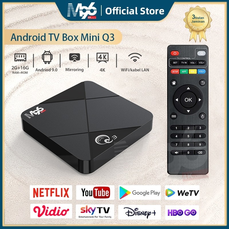 M96 Android Tv Box MiniQ3 Ram 2gb Rom 16gb Android 9 Wifi 2.4G 4K Ultra HD Smart Tv Box Unlock Tv Box Android